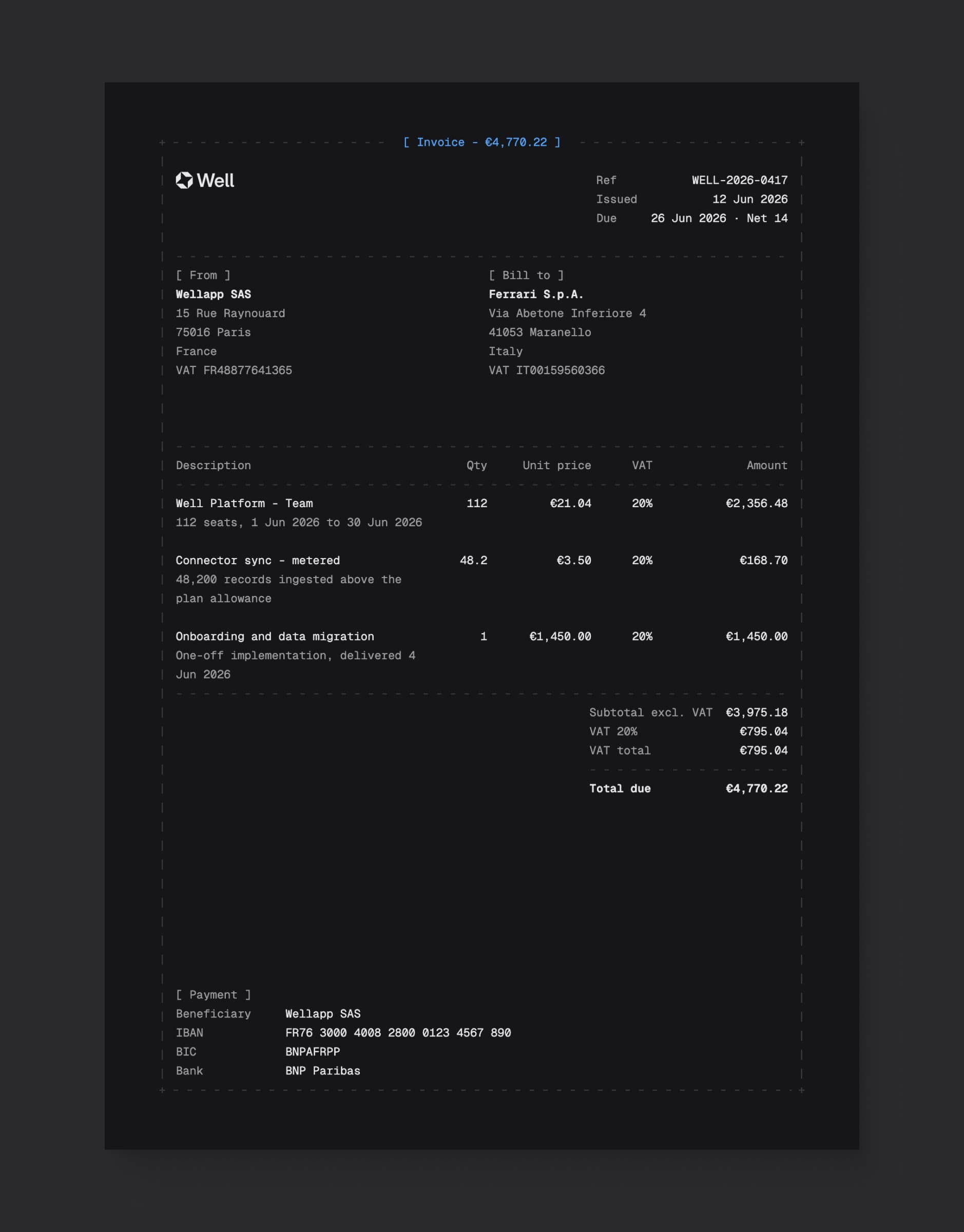 Terminal ASCII Invoice