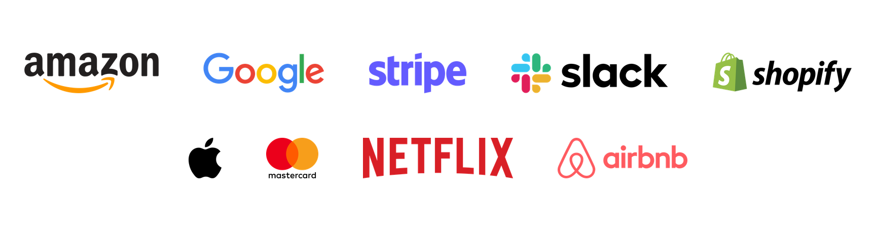Nine logos on two rows at equal height